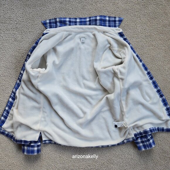 L.L. Bean Fleece Lined Cotton Plaid Shirt RUNS BIG XXS Blue - Picture 4 of 10